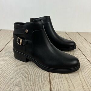 Giani Bernini Brennin Buckled Ankle Booties 10 Black Faux Leather $100